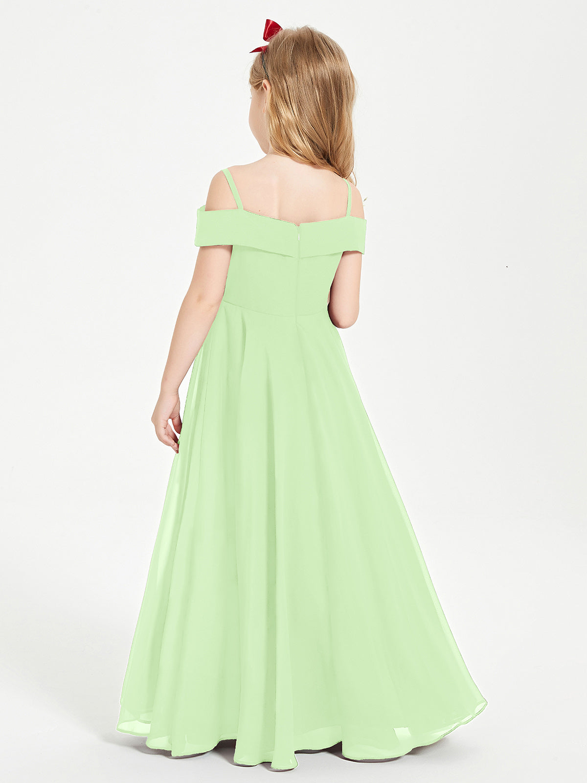 Off-the-Shoulder Dresses for Stylish Junior Bridesmaids Sage